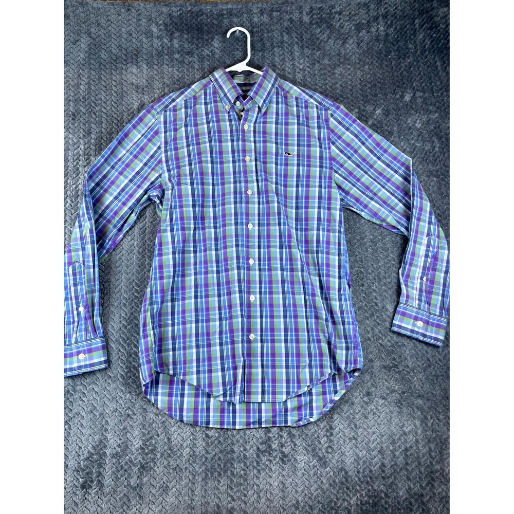 Vineyard Vines Shep & Ian Whale Shirt Men Small Multi Plaid Slim Fit Button Down